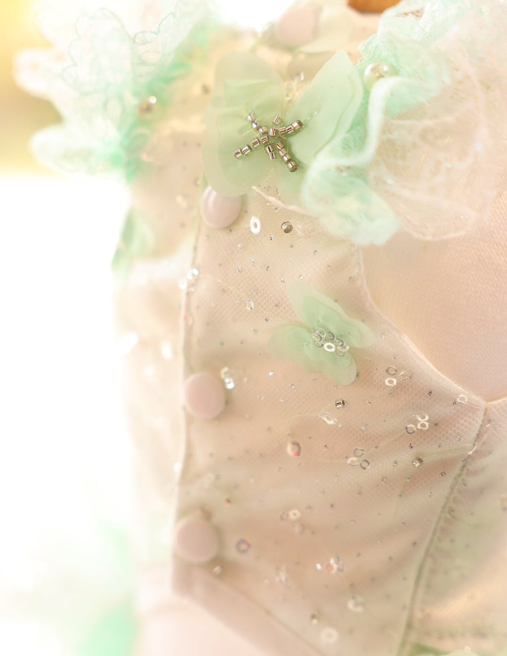 Mint Green Crystal Tulle Dog Party Dress | Elegant Pet Occasion Wear