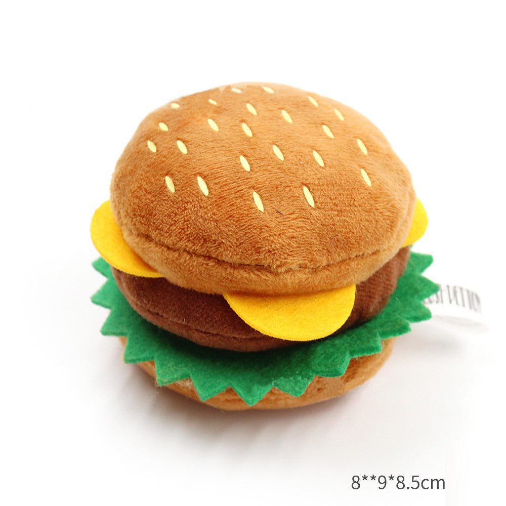 Plush Food Squeaky Dog Toy | Hamburger, Hot Dog, Ice Cream & More