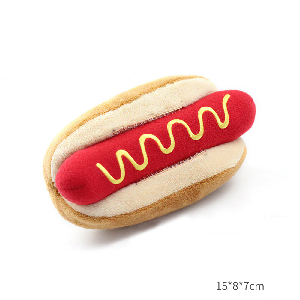 Plush Food Squeaky Dog Toy | Hamburger, Hot Dog, Ice Cream & More