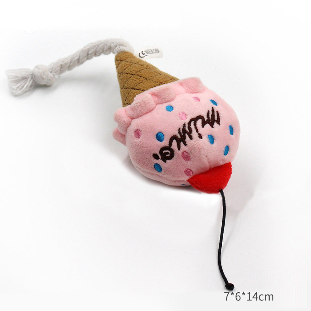 Plush Food Squeaky Dog Toy | Hamburger, Hot Dog, Ice Cream & More