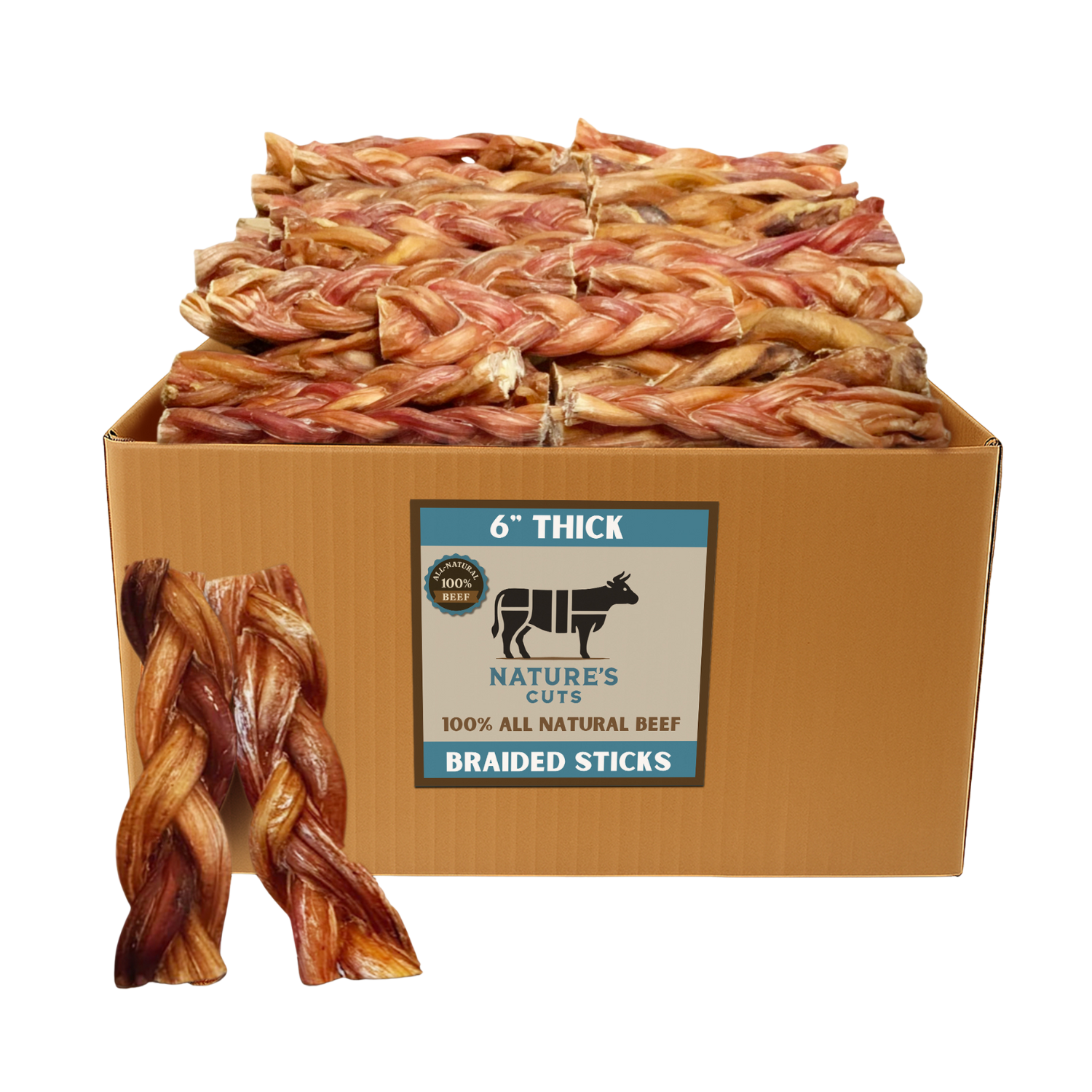 6" Thick Braided Bully Sticks-0