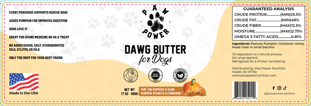 Dawg Butter – Pum'kin Puppers Flavor | Natural Peanut Butter Dog Treat