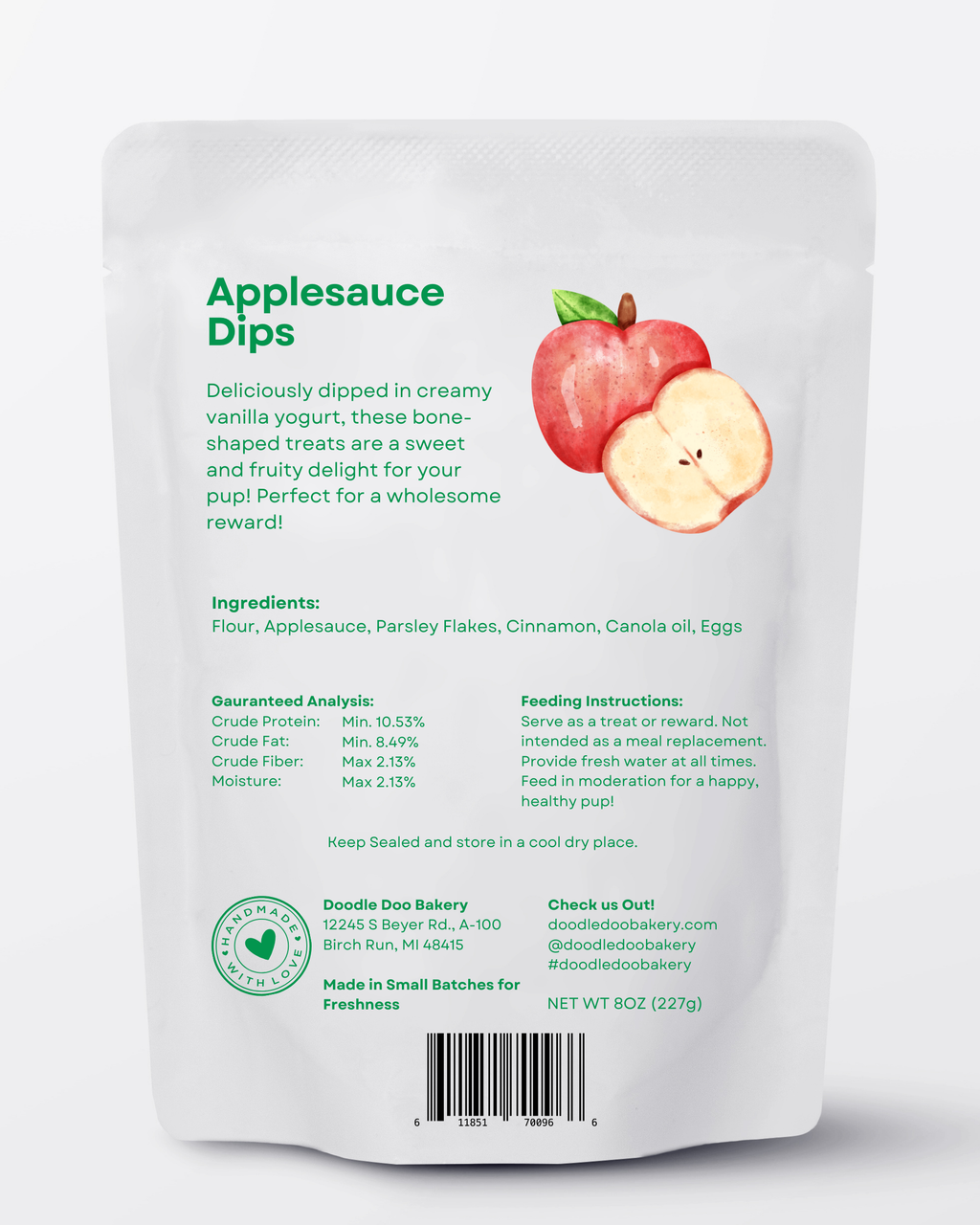 Dog Treats – Applesauce Dip Bites | Homemade Natural Dog Treats ½ lb