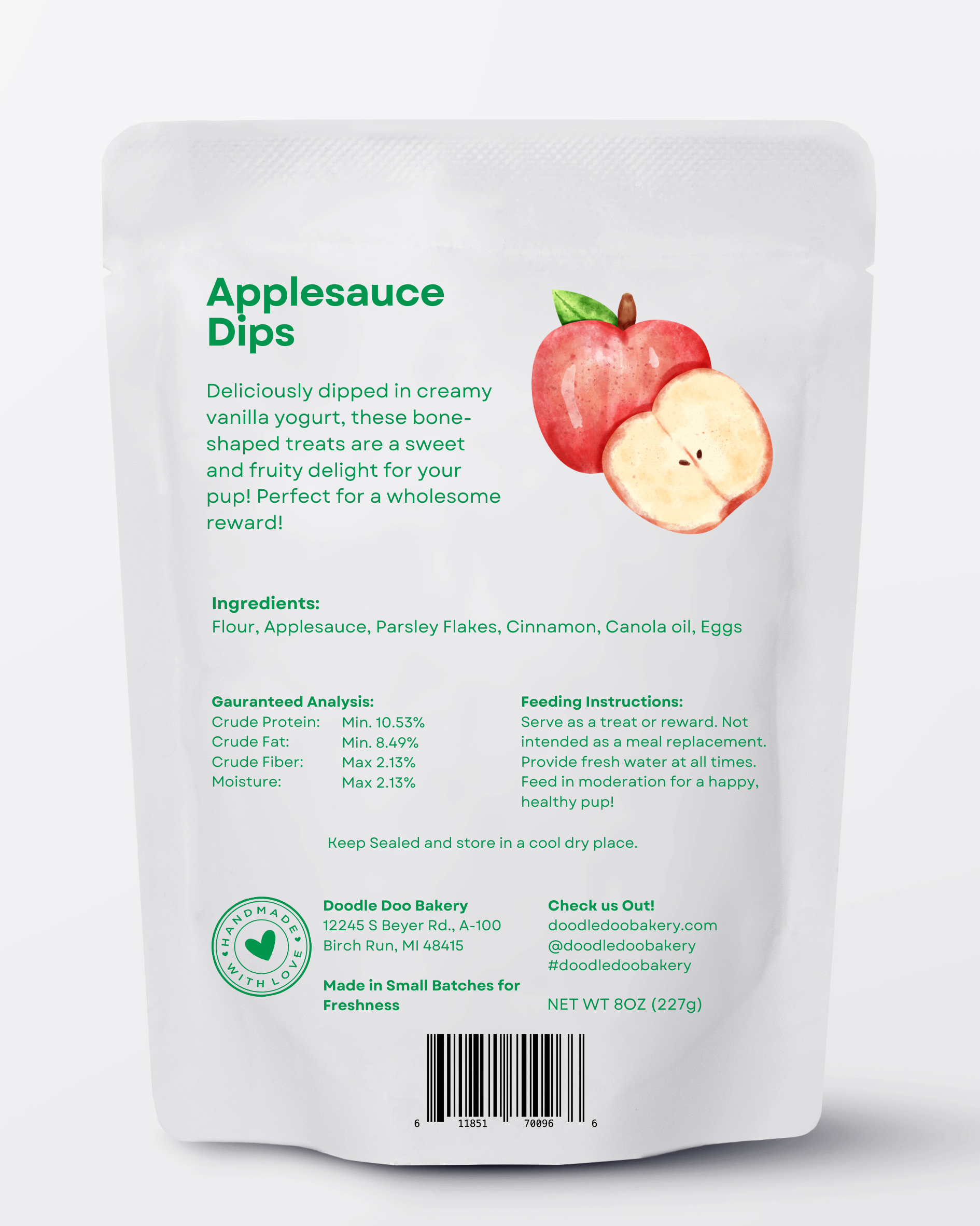 Dog Treats – Applesauce Dip Bites | Homemade Natural Dog Treats ½ lb